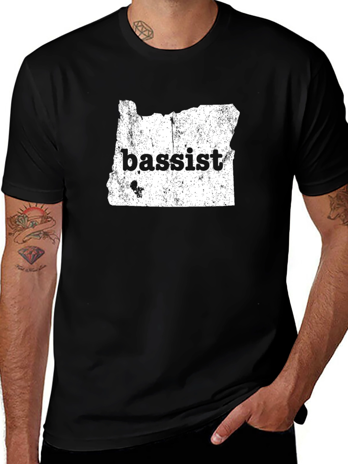 Oregon Bassist Graphic Tee - Black Cotton T-Shirt