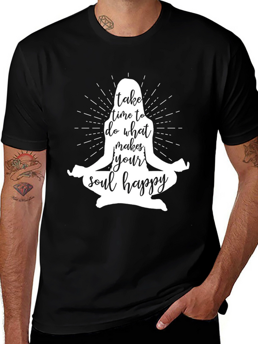 Soul Happy Graphic Tee - Meditating Yoga Shirt