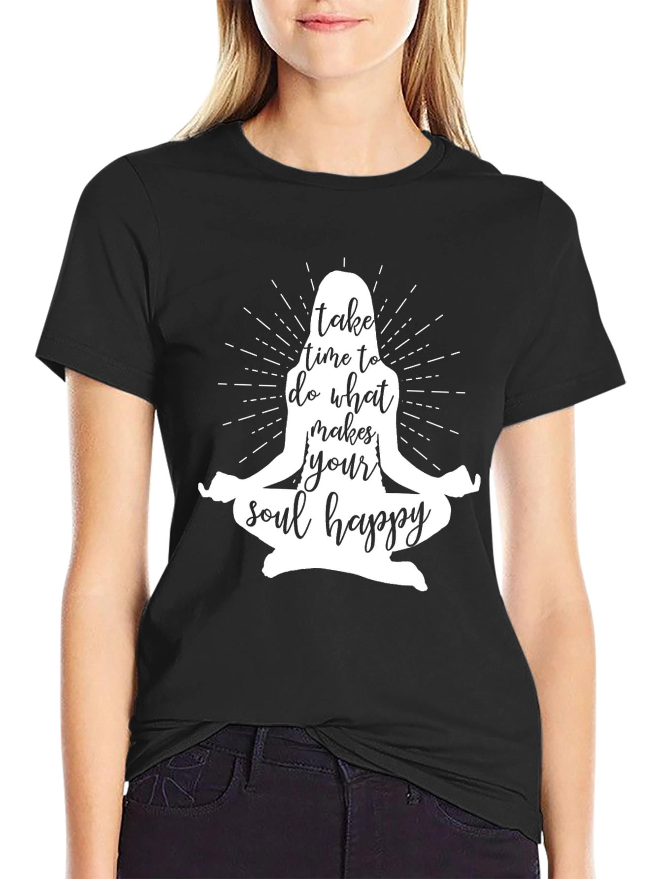 Soul Happy Graphic Tee - Meditating Yoga Shirt