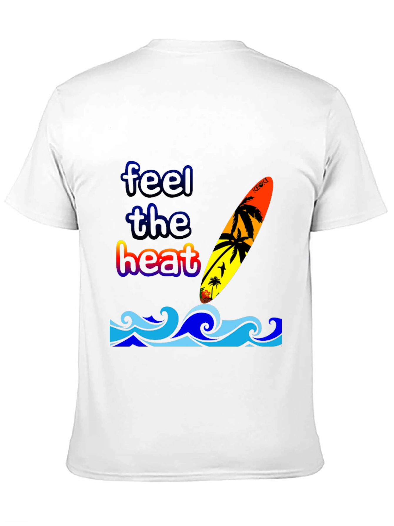 Feel the Heat Surfboard Graphic T-Shirt - Black