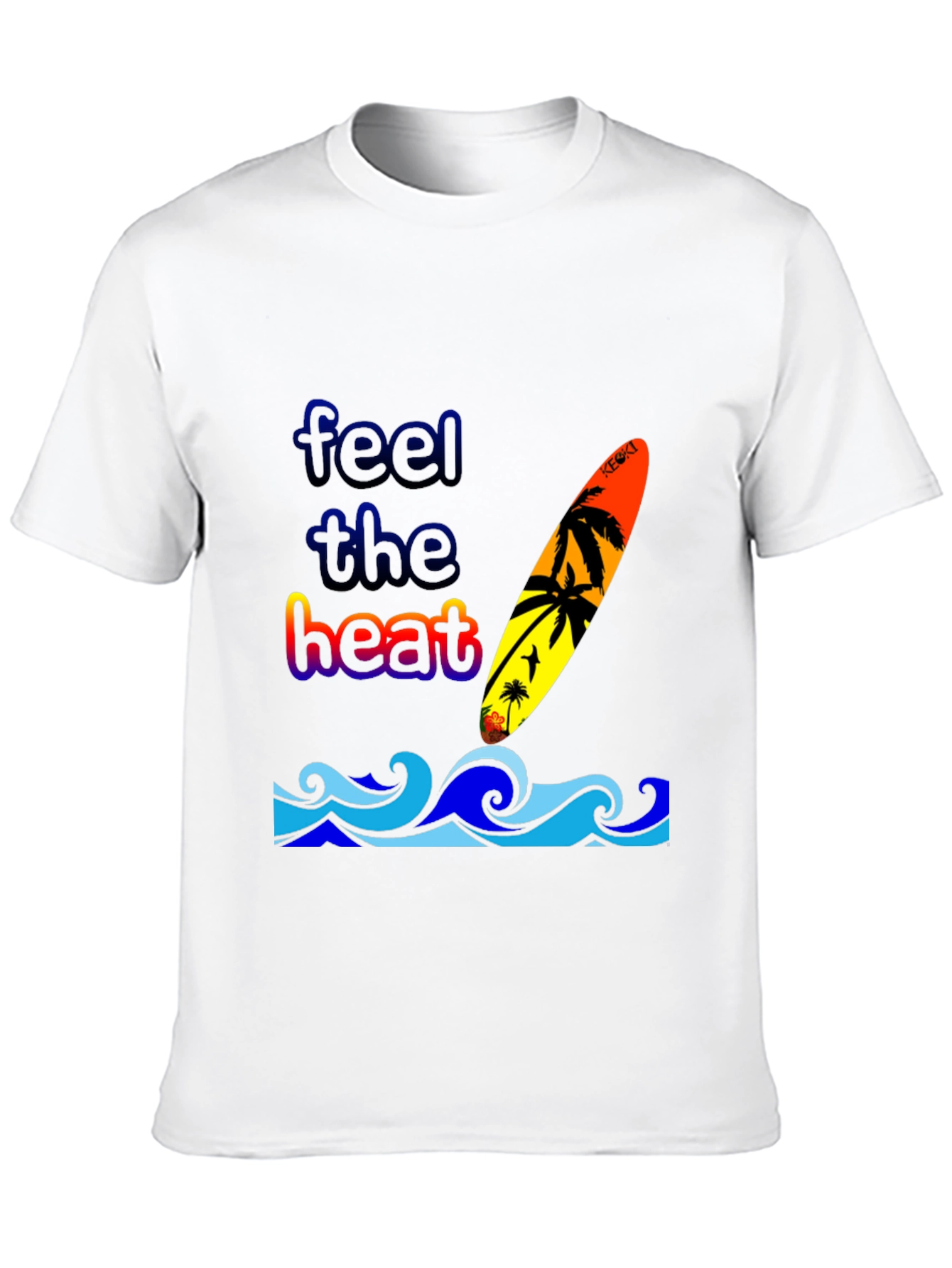 Feel the Heat Surfboard Graphic T-Shirt - Black