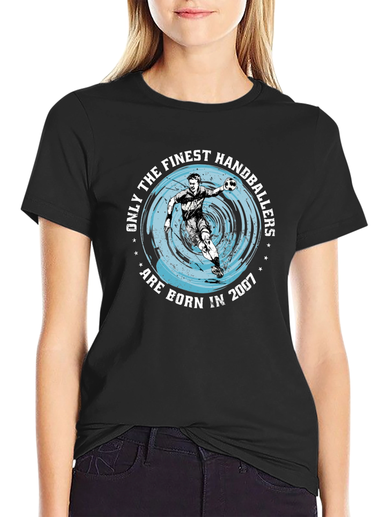 Finest Handballers Born in 2007 Black T-Shirt