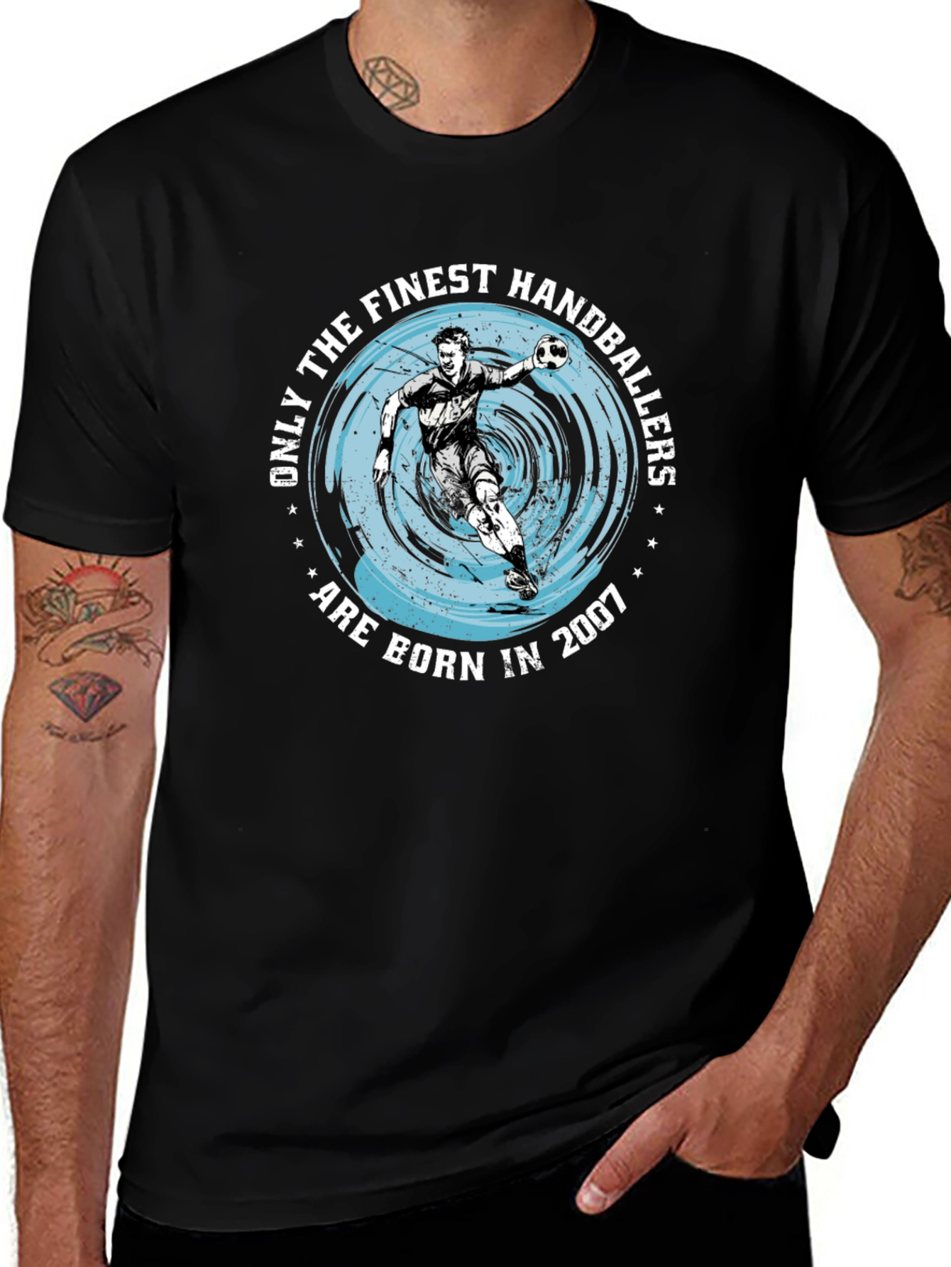 Finest Handballers Born in 2007 Black T-Shirt