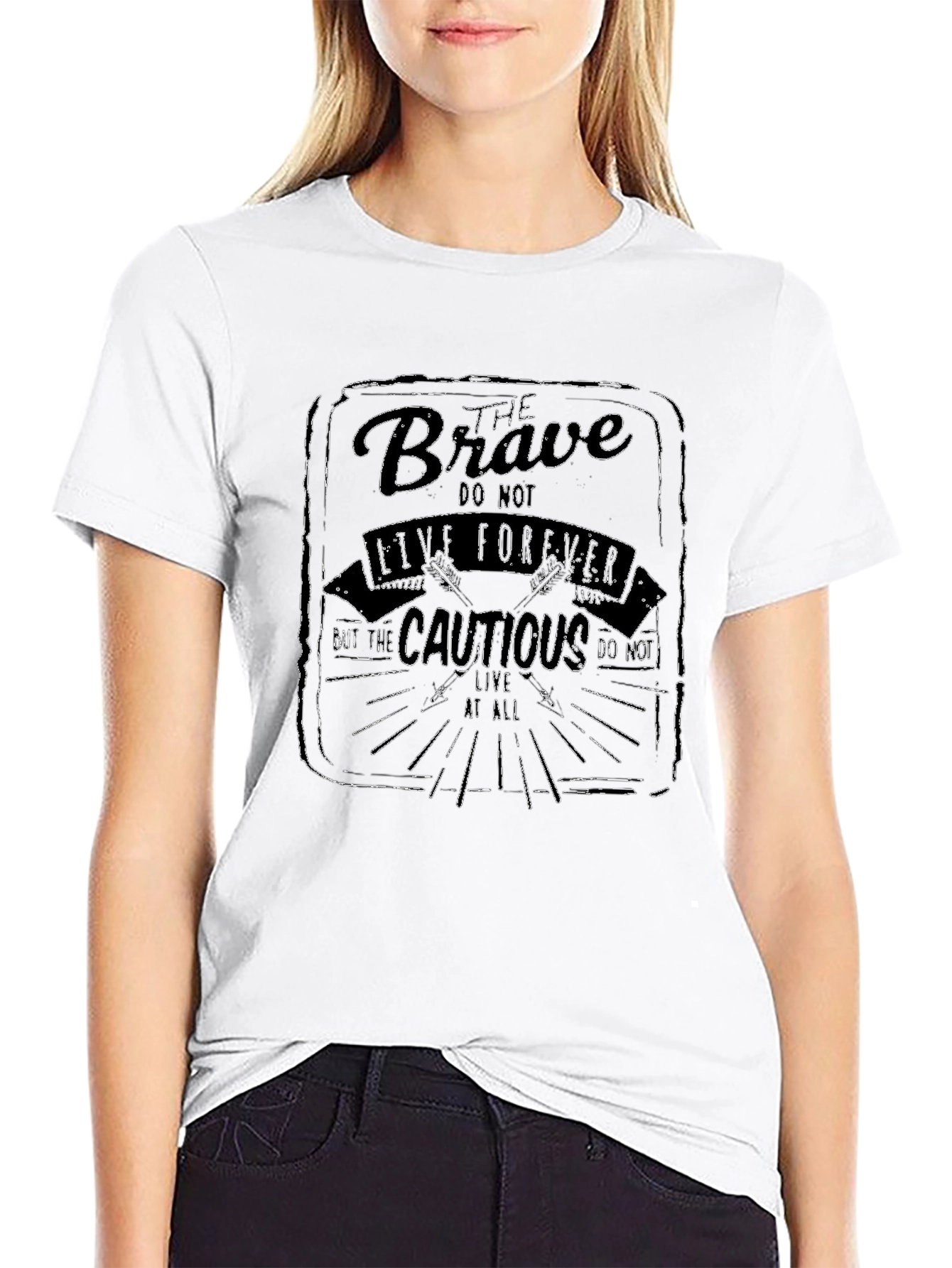 Brave Do Not Live Forever Graphic Black T-Shirt