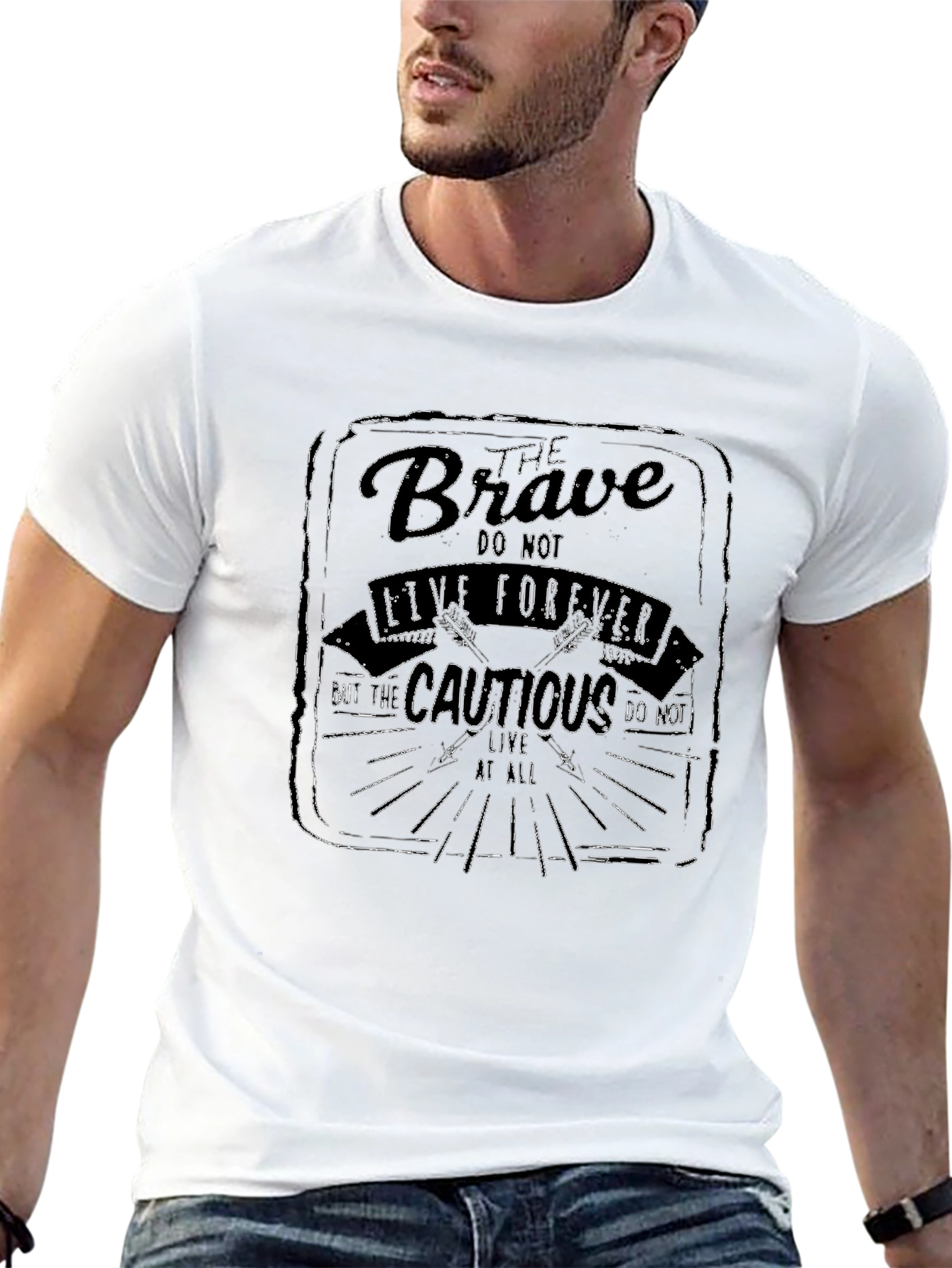 Brave Do Not Live Forever Graphic Black T-Shirt